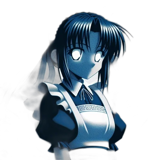 robot, staff, dress, face, anime, concept art, vaporwave, pixel art transparent PNG cut-out