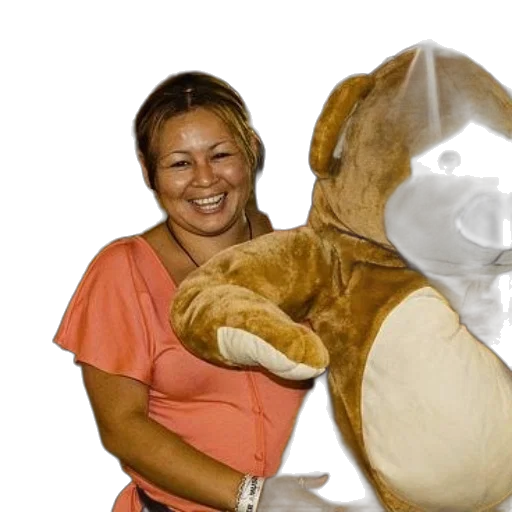 mask, animal, creature, staff, photorealistic, woman, orange, shirt transparent PNG cut-out