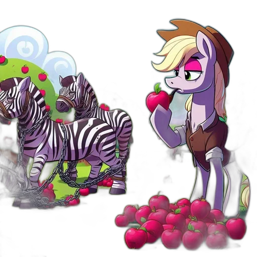 concept art, cartoon, fantasy art, pixel art, verdant, meadow, chained, zebra transparent PNG cut-out