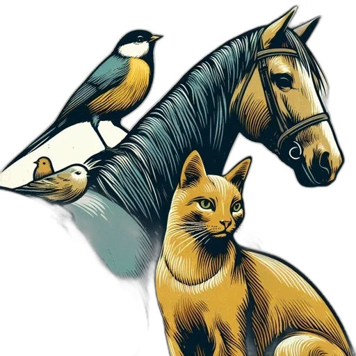 animal, fantasy art, watercolor, photorealistic, oil painting, golden, earth tones, monochrome transparent PNG cut-out