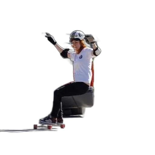 person, wearing, helmet, gloves, skateboarding, front, bus, license transparent PNG cut-out
