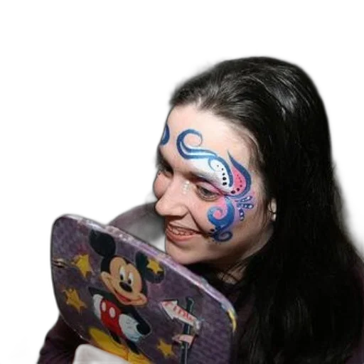 mask, face, staff, hat, person, paint, holds, mickey transparent PNG cut-out