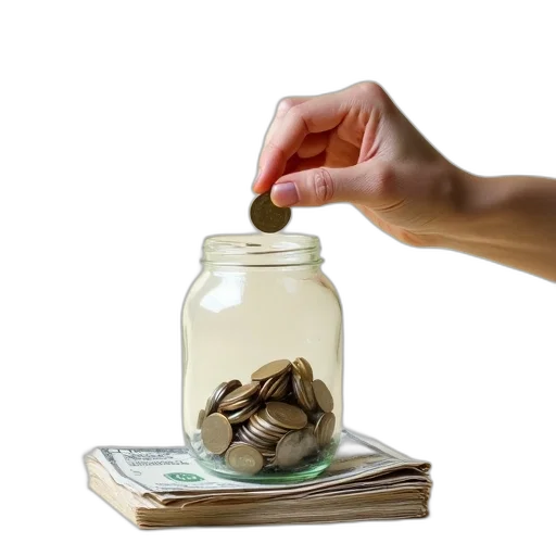 bottle, food, 3d render, hand, holding, coin, above, clear transparent PNG cut-out