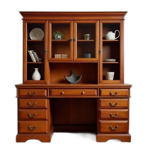 furniture, great, value, wooden, desk, hutch, cherry, color transparent PNG cut-out
