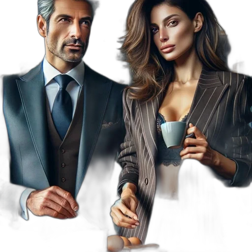 photorealistic, concept art, fantasy art, 3d render, city street, earth tones, two, individuals transparent PNG cut-out