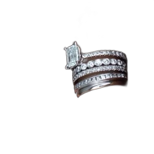 jewelry, crown, 3d render, hand, displays, stack, rings, one transparent PNG cut-out