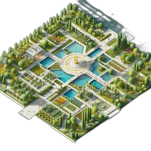 building, 3d render, concept art, photorealistic, illustration, displays, organized, urban transparent PNG cut-out