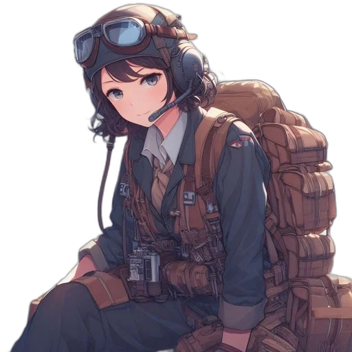 jacket, staff, weapon, hat, anime, concept art, pixel art, cartoon transparent PNG cut-out