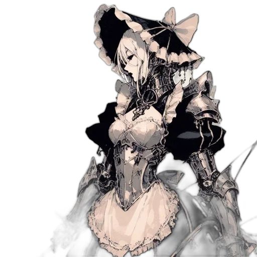 dress, weapon, mask, sword, concept art, fantasy art, anime, pixel art transparent PNG cut-out
