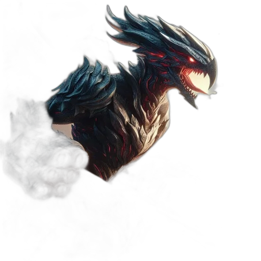 dragon, mask, creature, animal, fantasy art, concept art, pixel art, photorealistic transparent PNG cut-out