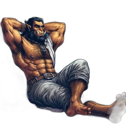 concept art, fantasy art, comic book art, photorealistic, muscular, furry, humanoid, figure transparent PNG cut-out