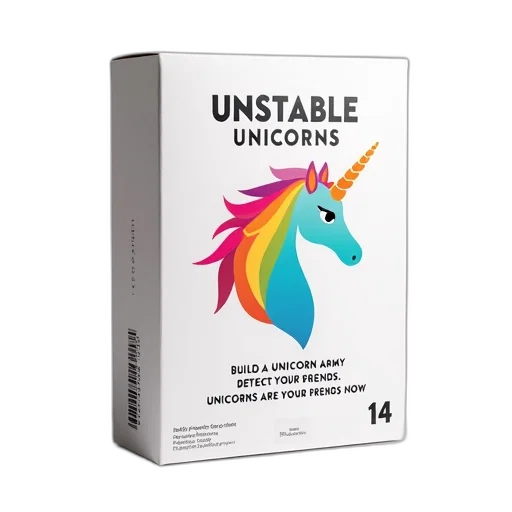 white, box, colorful, rainbow, unicorn, design, front, has transparent PNG cut-out