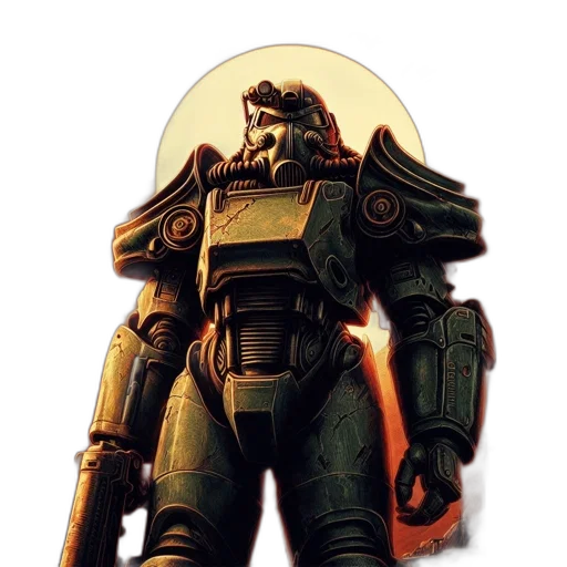 robot, weapon, concept art, 3d render, pixel art, comic book art, green, golden transparent PNG cut-out
