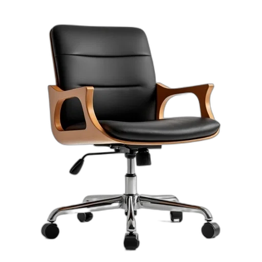 furniture, 3d render, modern, office, chair, black, leather, seat transparent PNG cut-out