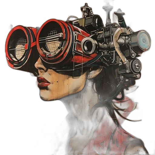 mask, robot, face, staff, cyberpunk, concept art, comic book art, photorealistic transparent PNG cut-out