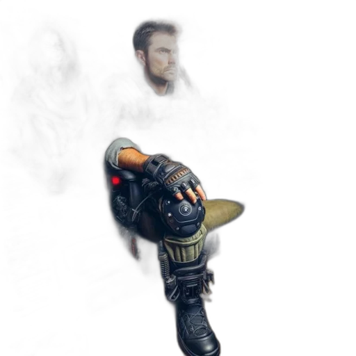robot, weapon, staff, face, concept art, fantasy art, pixel art, comic book art transparent PNG cut-out