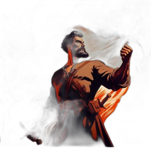 sword, weapon, concept art, comic book art, fantasy art, photorealistic, fire, fog transparent PNG cut-out