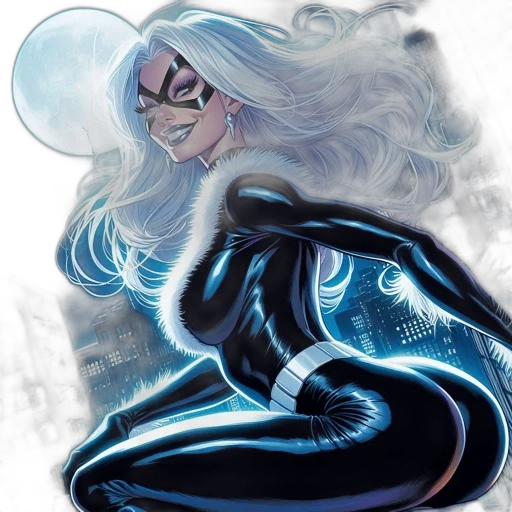 comic book art, concept art, fantasy art, female, superhero, possibly, black, cat transparent PNG cut-out