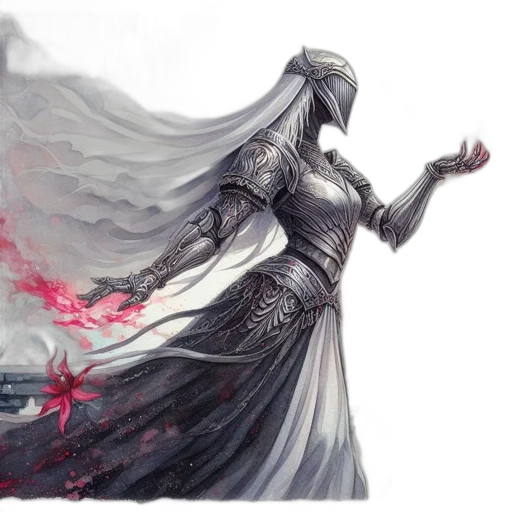 dress, sword, dragon, weapon, fantasy art, concept art, comic book art, watercolor transparent PNG cut-out