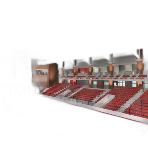 3d render, concept art, modern, indoor, hockey, arena, red, seating transparent PNG cut-out