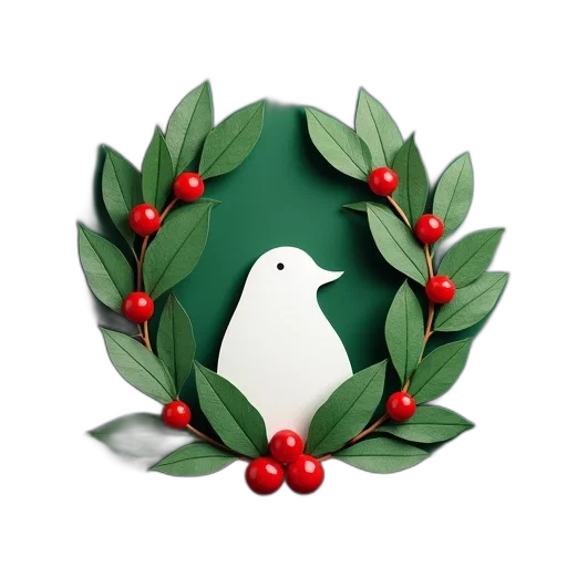 3d render, pixel art, holly, christmas, card, open, reveal, white transparent PNG cut-out