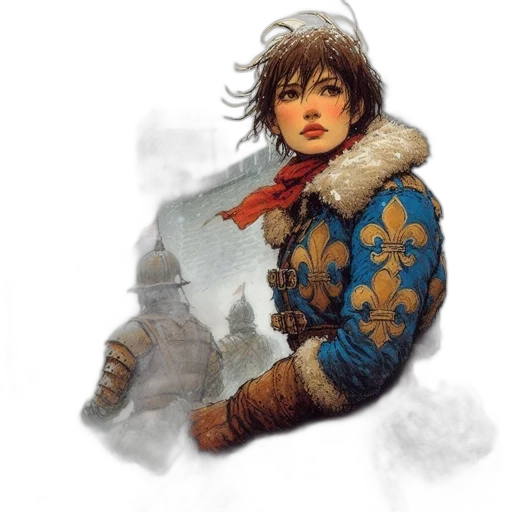jacket, face, sword, staff, fantasy art, concept art, pixel art, photorealistic transparent PNG cut-out