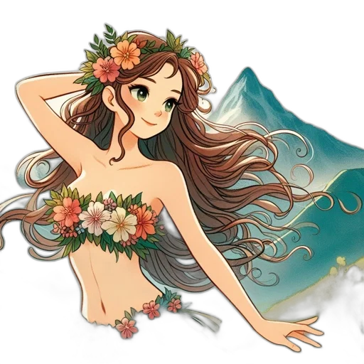 crown, concept art, fantasy art, pixel art, anime, underwater, animated, female transparent PNG cut-out