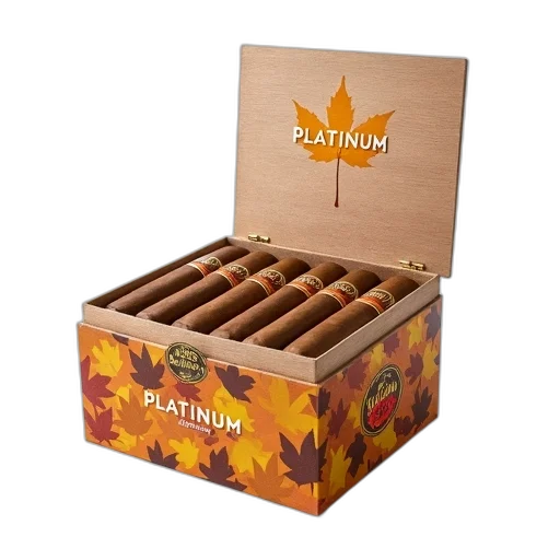 box, platina, cigars, displayed, against, white, background, features transparent PNG cut-out