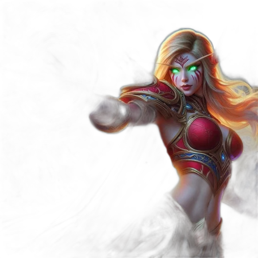 fantasy art, concept art, comic book art, 3d render, elfin, woman, pointed, ears transparent PNG cut-out