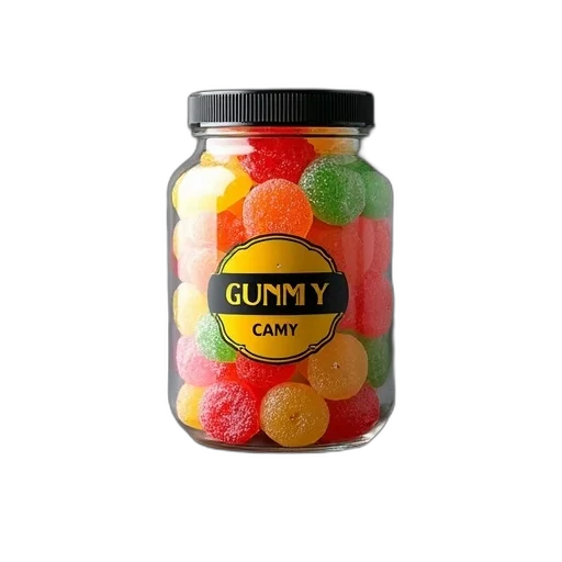 food, bottle, colorful, glass, jar, filled, gummy, candies transparent PNG cut-out