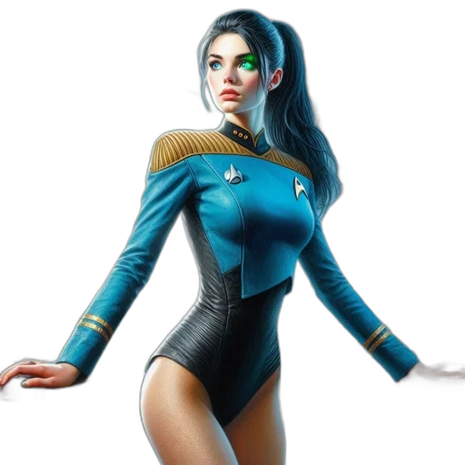 concept art, comic book art, fantasy art, 3d render, outer space, female, character, blue transparent PNG cut-out