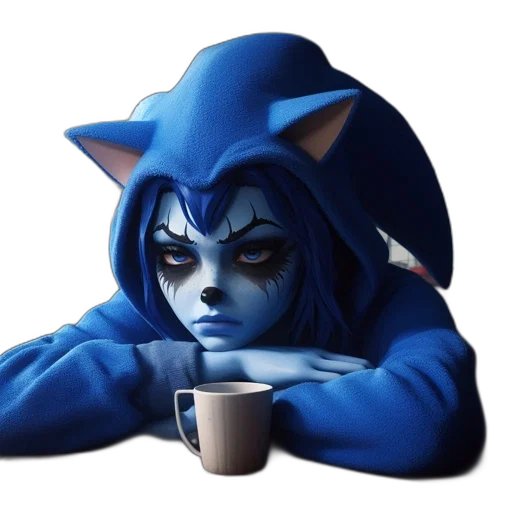 concept art, fantasy art, anime, pixel art, blue, blue-furred, anthropomorphic, creature transparent PNG cut-out