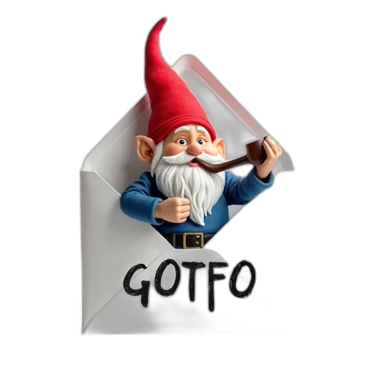 staff, 3d render, concept art, white, envelope, gnome, character, holding transparent PNG cut-out