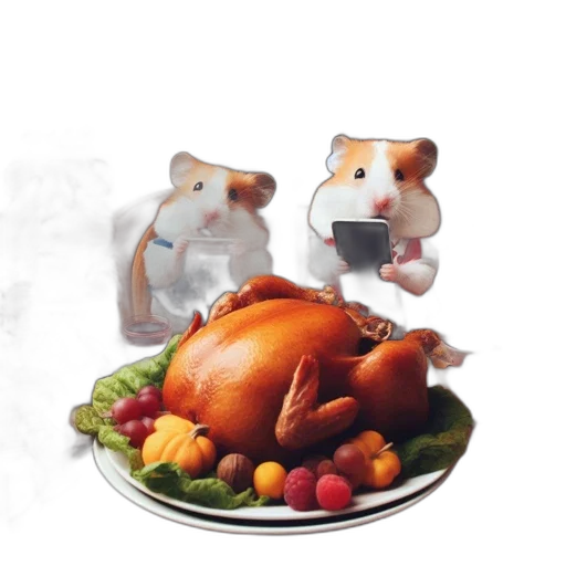 food, animal, 3d render, photorealistic, concept art, four, adorable, hamsters transparent PNG cut-out