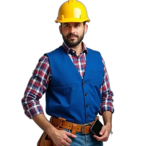 staff, hat, jacket, robot, 3d render, photorealistic, person, wearing transparent PNG cut-out