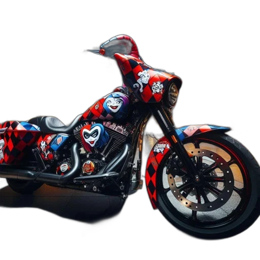 3d render, photorealistic, concept art, illustration, features, vividly, decorated, harley transparent PNG cut-out