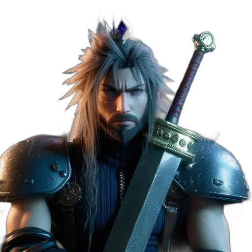 sword, weapon, staff, hair, concept art, fantasy art, 3d render, photorealistic transparent PNG cut-out