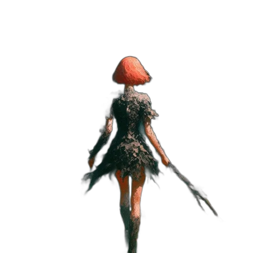 staff, hat, creature, dress, concept art, 3d render, fantasy art, pixel art transparent PNG cut-out