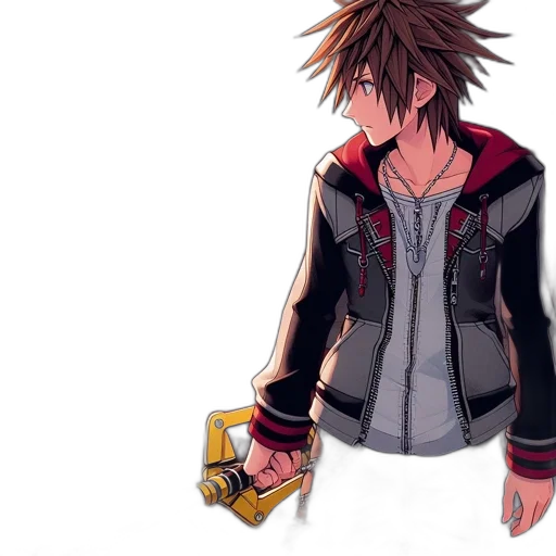jacket, weapon, sword, concept art, pixel art, anime, 3d render, neon lights transparent PNG cut-out