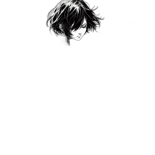 hair, face, mask, creature, comic book art, pencil sketch, concept art, anime transparent PNG cut-out