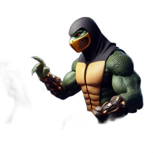mask, weapon, animal, concept art, 3d render, pixel art, comic book art, anthropomorphic transparent PNG cut-out