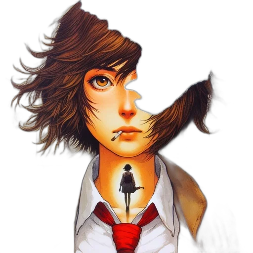staff, face, hair, jacket, concept art, comic book art, fantasy art, photorealistic transparent PNG cut-out