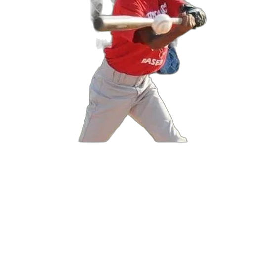 staff, weapon, baseball, player, red, gray, uniform, swinging transparent PNG cut-out
