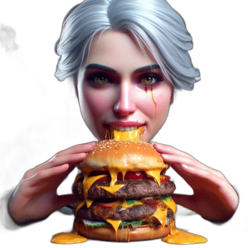 food, face, photorealistic, concept art, pixel art, fantasy art, intense, woman transparent PNG cut-out