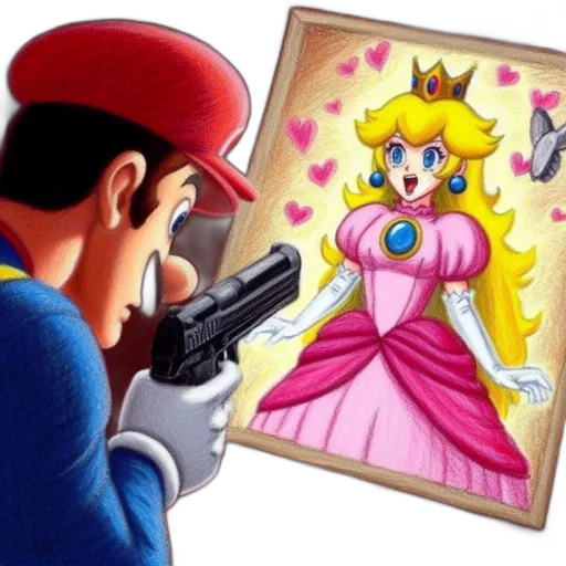 weapon, crown, dress, sword, concept art, fire, mario, famous transparent PNG cut-out