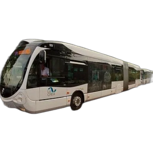 3d render, photorealistic, modern, elongated, white, bus, logo, crea transparent PNG cut-out