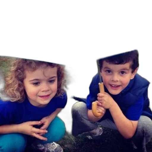 photorealistic, two, children, sit transparent PNG cut-out
