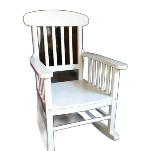 furniture, 3d render, pristine, white, wooden, rocking, chair, smooth transparent PNG cut-out