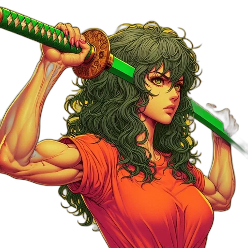 staff, weapon, sword, comic book art, fantasy art, pixel art, concept art, green transparent PNG cut-out