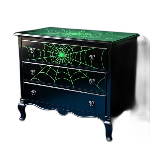 furniture, 3d render, concept art, green, black, dresser, glossy, finish transparent PNG cut-out